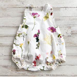 Green and White Floral Jumpsuit with Ruffled Legs